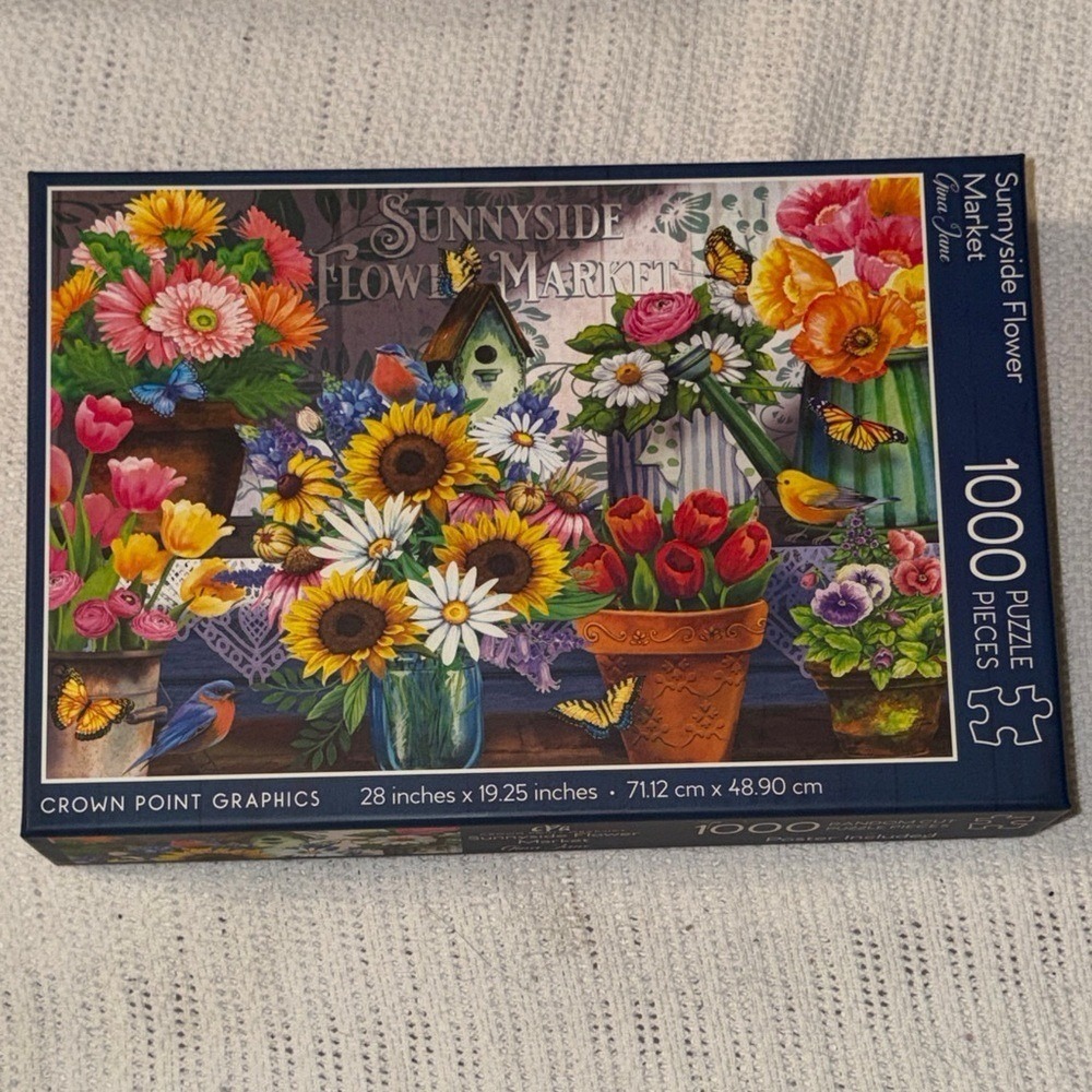 Crown Point Graphics Sunnyside Flower Market 1000 Piece Puzzle Gina Jane Lee NEW